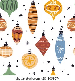 Winter pattern isolated on white background. Seasonal Christmas doodle vector. Hand drawn cute flat seamless ornament. Ideal for backdrop, web, banner, print.