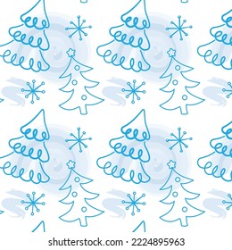 winter pattern kids drawing christmas tree