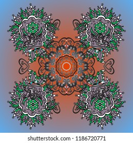 Winter pattern made of snowflake on colored background. Flat lay. Vector illustration. Winter concept.