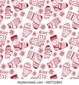 Winter pattern with mittens and socks