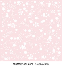 Winter pattern with pine branches, berries and twigs. Great for wall art design, gift paper, wrapping, fabric, textile, etc.