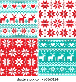 Winter pattern set, Christmas seamless design collection, ugly Xmas jumper style
