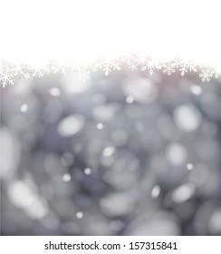 Winter pattern with snowflakes. Defocused christmas background. Vector.  