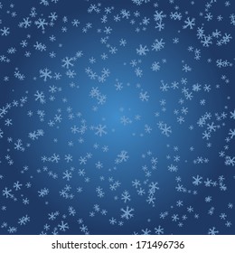 Winter pattern. Snowflakes on blue gradient. 