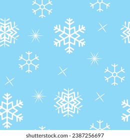 winter pattern with snowflakes on a blue background, vector graphics