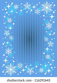 Winter pattern with snowflakes  on a striped background.