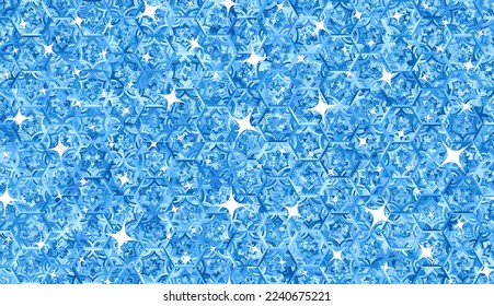 Winter pattern. Snowflakes in shades of blue. New Year and Christmas texture.
