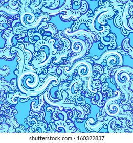 Winter pattern with swirls. Seamless christmas background. Vector illustration. 