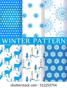 Winter patterns collection. Vector illustration.