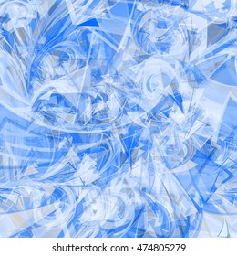 Winter patterns on glass. Seamless vector background for invitations, greeting cards, wrapping paper, Christmas designs and celebration of New Year's parties. Easy editing. Blue ornament of triangles.