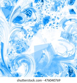 Winter patterns on glass. Seamless vector background for invitations, greeting cards, wrapping paper, Christmas designs and celebration of New Year's parties. Easy editing. Blue ornament of triangles.
