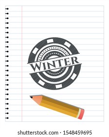 Winter pencil draw. Vector Illustration. Detailed.
