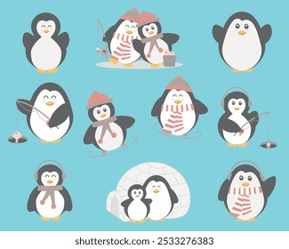 Winter Penguin Clipart. Create fun winter-themed designs with this Winter Penguin Clipart Set! These charming penguin cartoon are perfect for digital stickers, t-shirts, sublimation designs, and more.