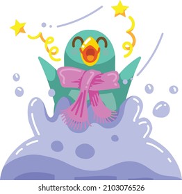 winter penguin cute cartoon in snow