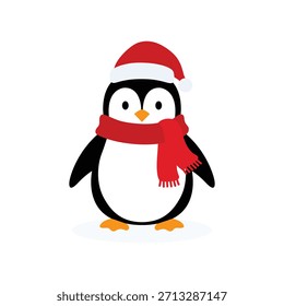 Ilustración de mascota plana de pingüino de invierno