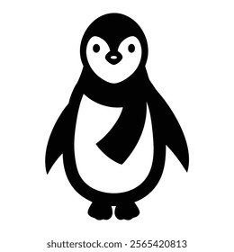 Winter penguin silhouette with unique scarf art