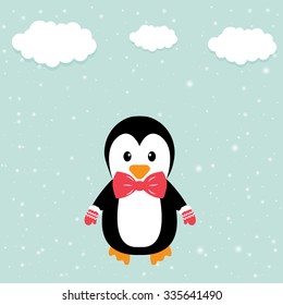 winter penguin and tie and the clouds