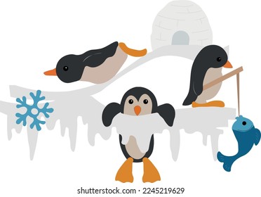 Winter Penguins digital illustration Design be useful for fabric, cover, paper, interior decor and others.