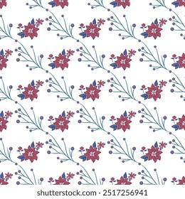 Winter Peonies Seamless Vector Pattern Design with flowers.