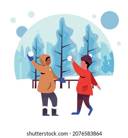 Winter people - Children playing in the snow