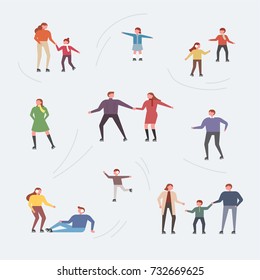 winter people playing on the snow vector illustration flat design