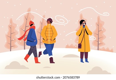Winter people - Snow park illustration