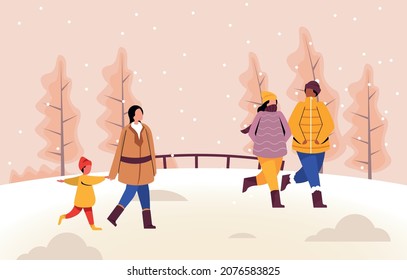 Winter people - Walkihg in the snow