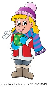 Winter person cartoon image 1 - vector illustration.
