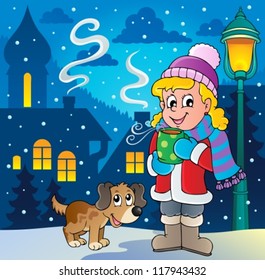 Winter person cartoon image 2 - vector illustration.