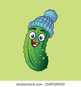 
Winter pickle character illustration design