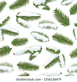 Winter pine branches seamless pattern vector illustration