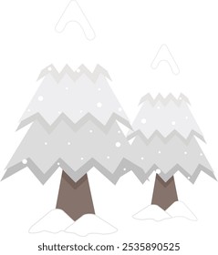 Winter pine tree covered with snow, Christmas pine tree covered with thick snow in the winter season flat illustration