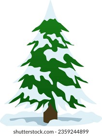 Winter pine tree icon vector. Snowy pine tree in the cold season. Pine tree design as an icon, symbol, winter or Christmas decoration. Tree icon graphic resource for cold season celebration design