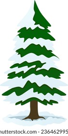 Winter pine tree icon vector. Snowy pine tree in the cold season. Pine tree design as an icon, symbol, winter or Christmas decoration. Tree icon graphic resource for cold season celebration design