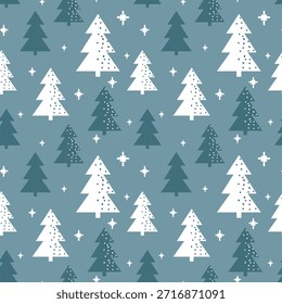 Diseño de patrón de repetición de Vector de pinos de invierno