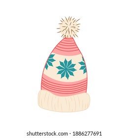 Winter Pink Hat  On White Background