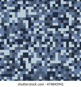 Winter pixel camouflage seamless vector background