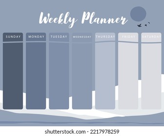 Winter planner with mountain, tree,hill,landscape