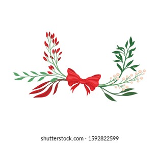 Winter Plant Elements Gathered in Vector Decorative Composition