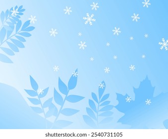 winter plants background with snow