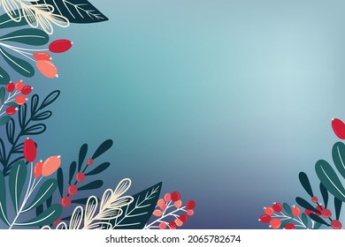 Winter plants with blue background
