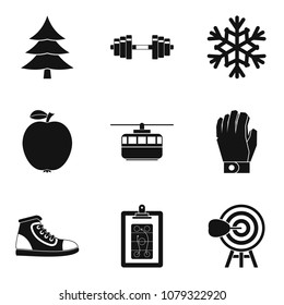 Winter playground icons set. Simple set of 9 winter playground vector icons for web isolated on white background