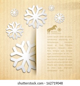 Winter post card with snowflake. Vector illustration.