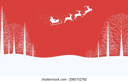 Winterpostkarte und -bäume, Vektorgrafik
