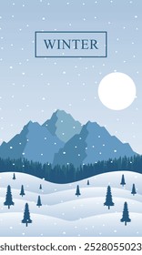 winter poster with icon graphic design template vector illustration minimalist landscape view