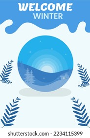Winterposter-Illustrationen flacher Design-Vektorgrafik, Urlaub, Winter, Weihnachten 