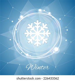Winter Poster with Snowflake on Geometric Background. In the EPS file, each element is grouped separately.
