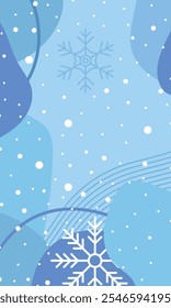 Winter poster with snowflakes. Colorful winter banner with falling snowflakes. Wintry scenes. Winter background. Vector illustration