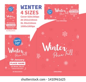 Winter Price Fall Banner Pack background concept DL a4 cover Flyer