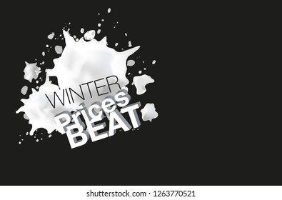 Winter prices beat sale discount banner in vector. Snowball 3d realistic.